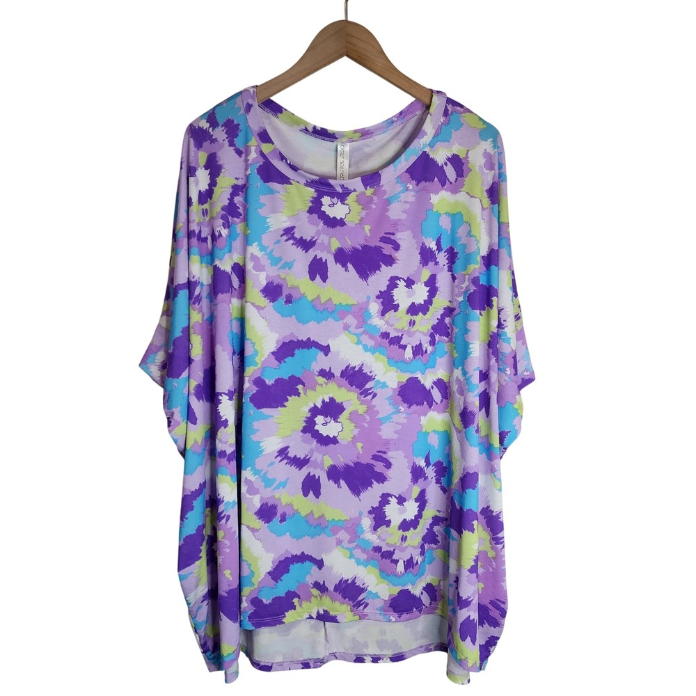 Dear Scarlett Tunic Top Women's‎ XL Oversized Short Sleeve Purple